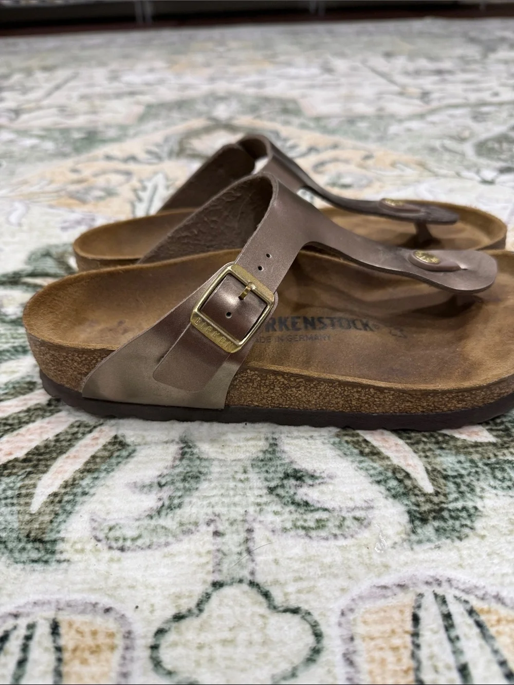 Birkenstock Metallic Rose Gold Thong Sandals